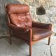 Scandinavian armchair in teak and leather - 1960