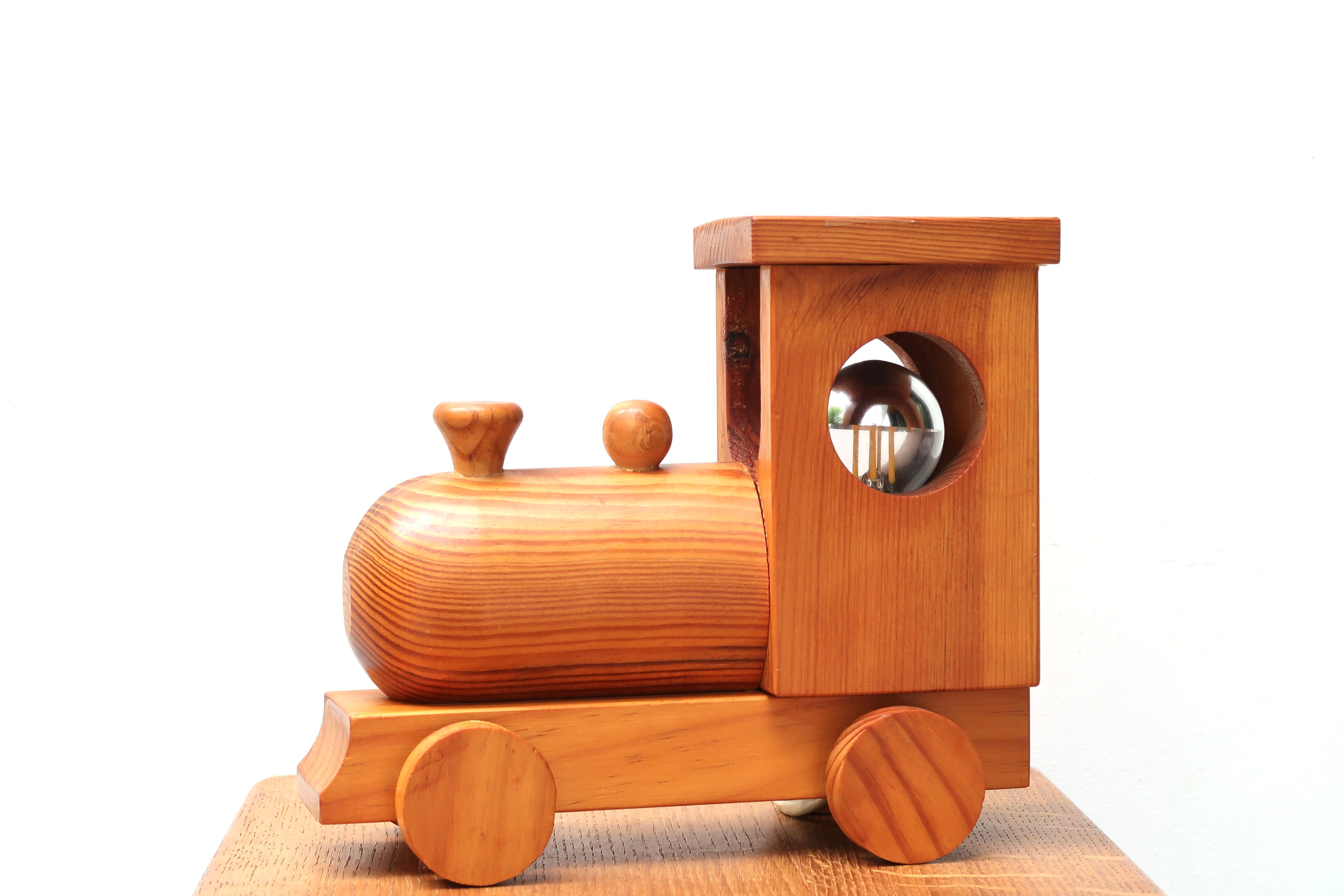 Night light train pine wood, 70s