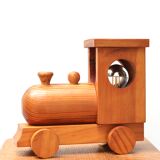 Lampe veilleuse train en bois de pin années 70