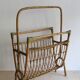 1960s Czechoslovak Rattan Magazine Rack with Tall Handle
