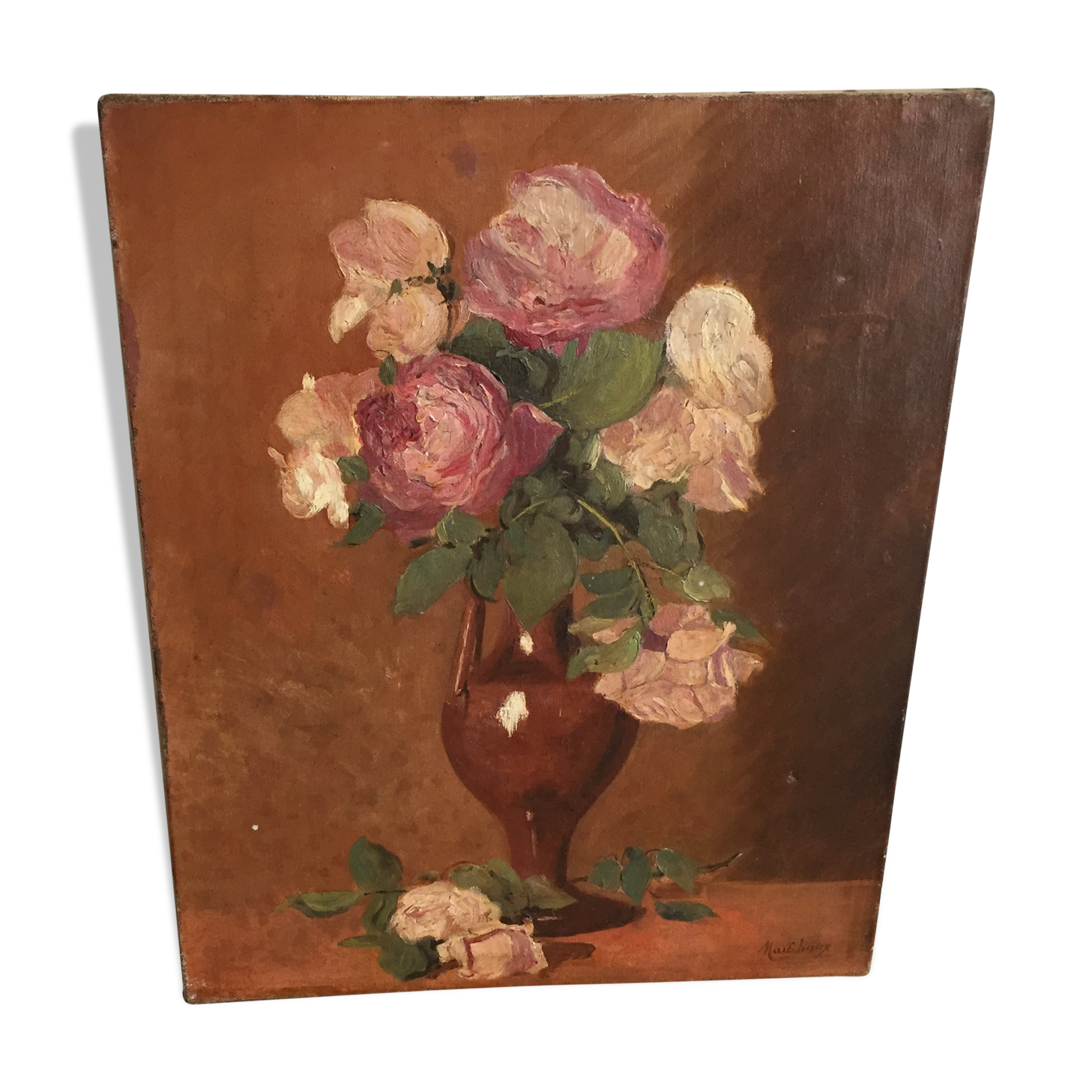 Oil on canvas, bouquet of flowers