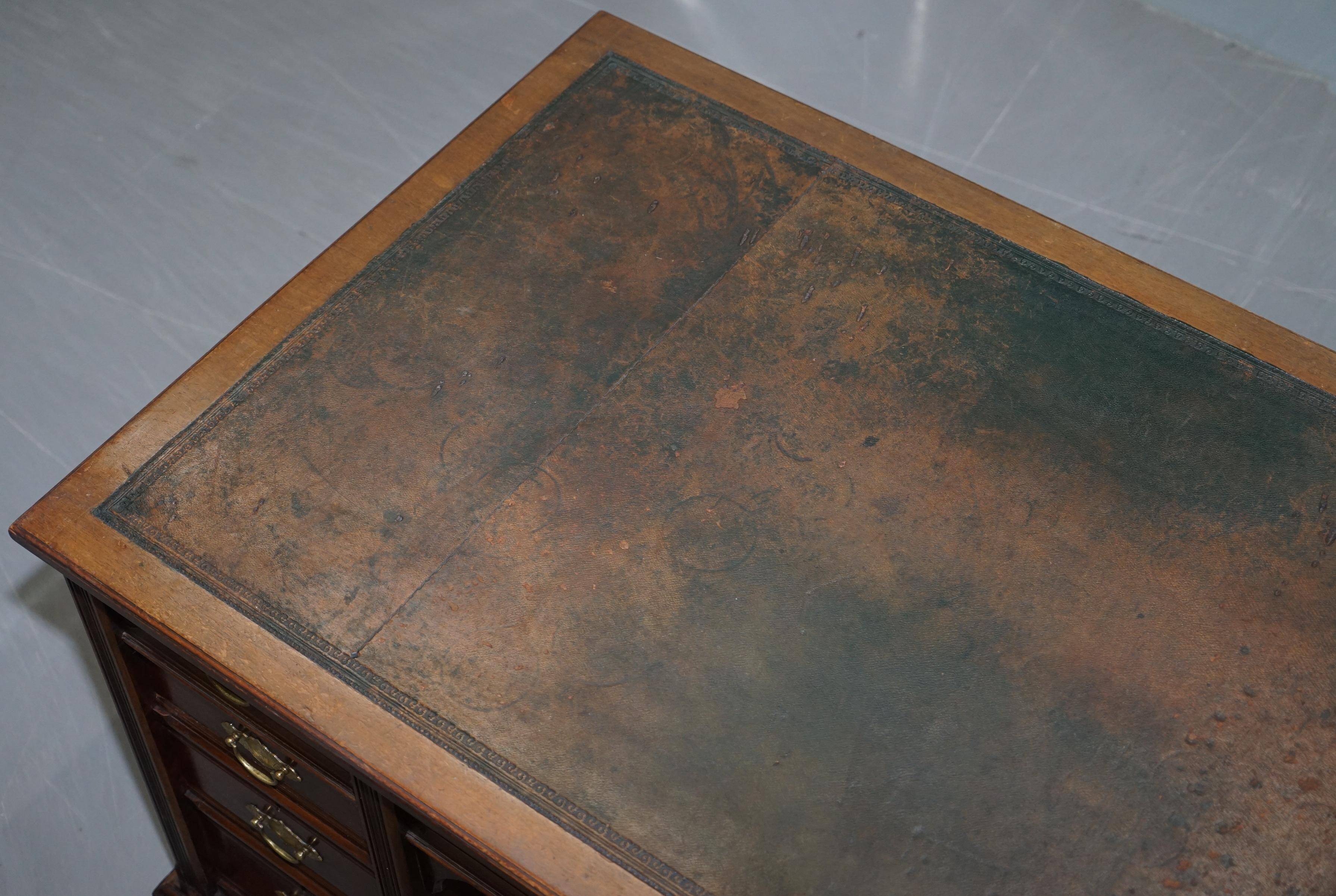 Rare bureau partenaires double caisson Hampton & Son Pall Mall bois dur
