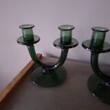 Pair of blown glass candlesticks