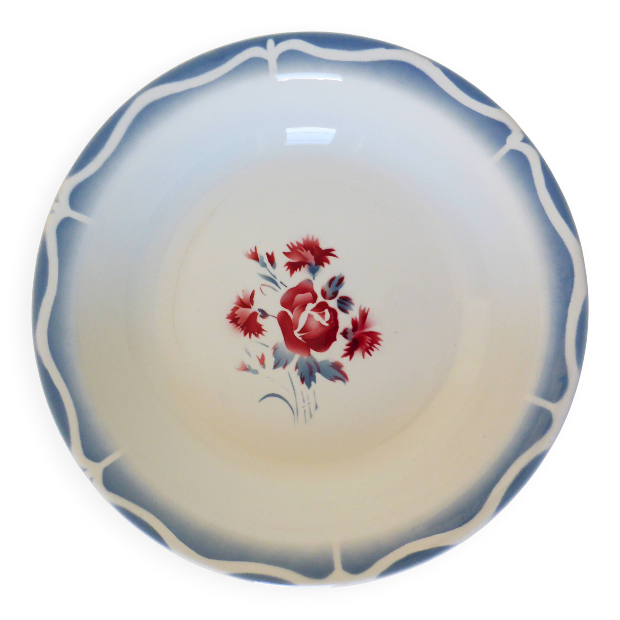 1 round hollow serving dish from Digoin Sarreguemines model Nina Rosa 21061