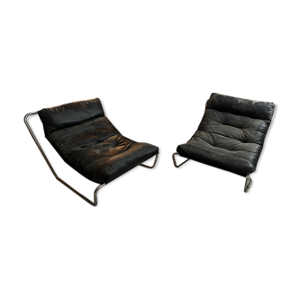Pair of armchairs minimalist 70 style