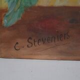 C. Steveniers - French School of the 20th century Still life with poppies. Oil on canvas signed