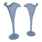 Paire de vases soliflore en verre, fin XIX ème siècle.