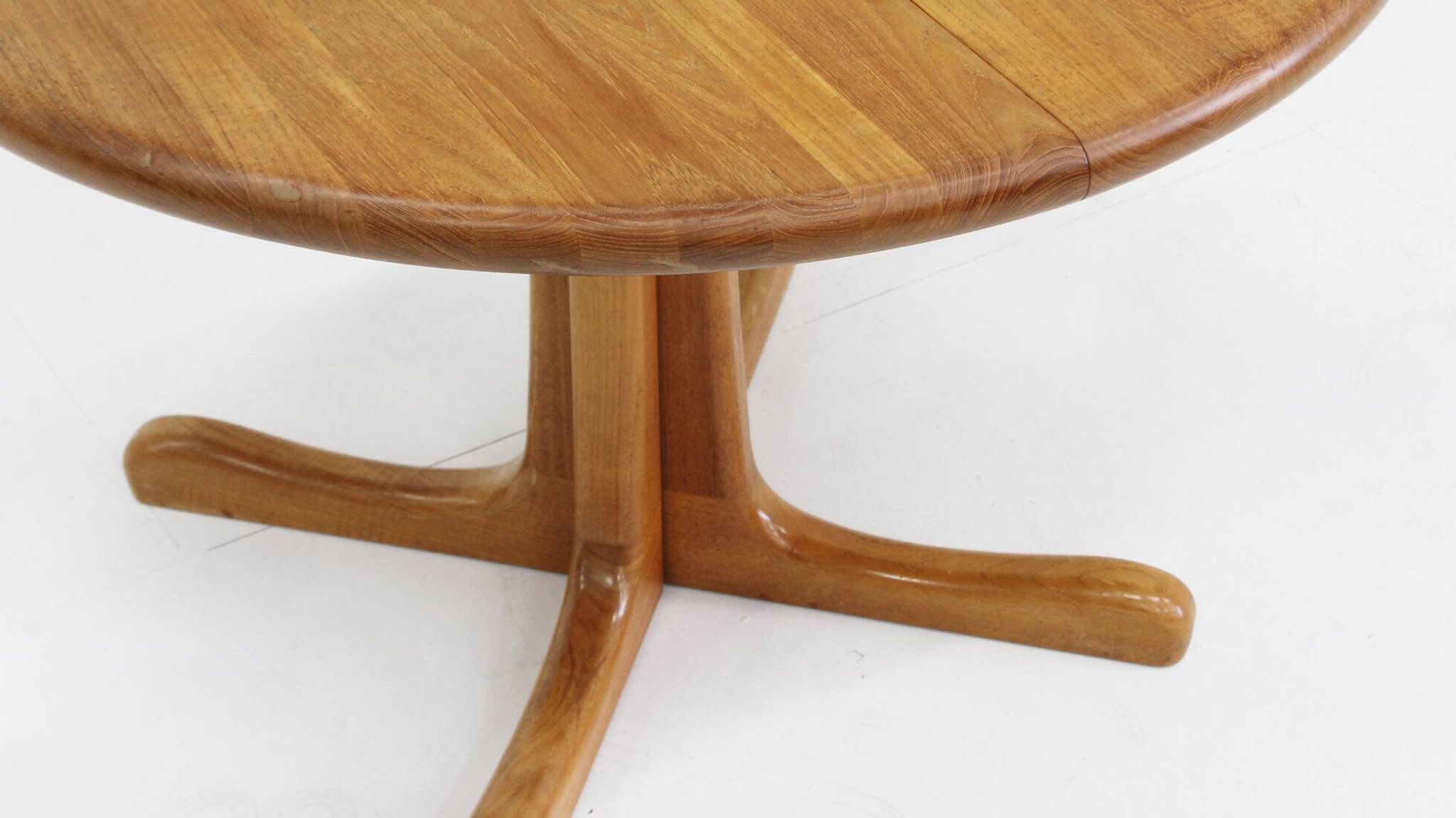 Vintage Danish round extendable dining table solid teak 1960s