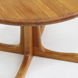 Vintage Danish round extendable dining table solid teak 1960s