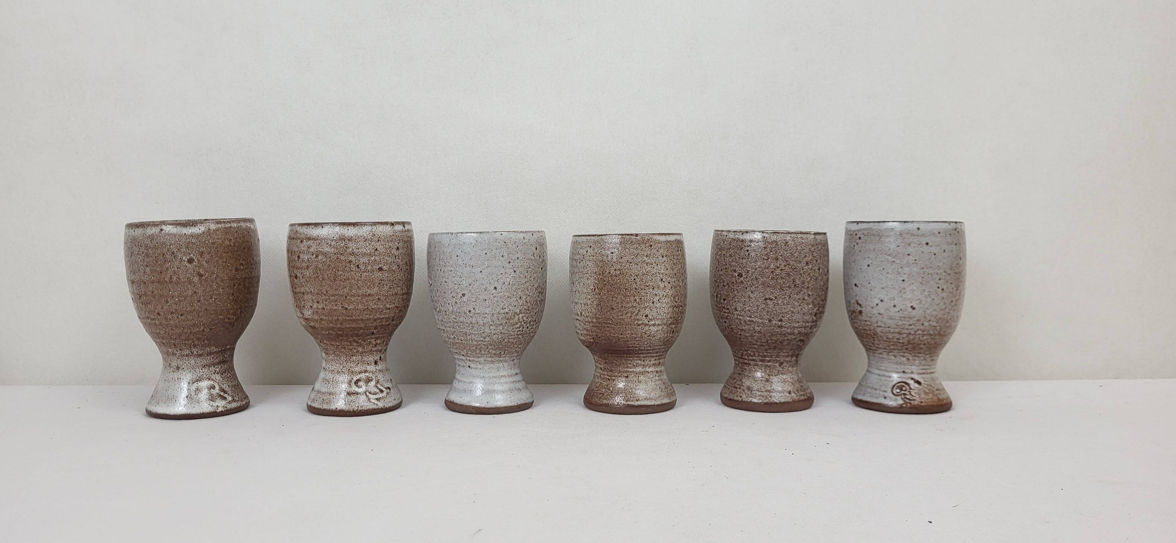6 stoneware coffee cups from Ratilly / Pierlot