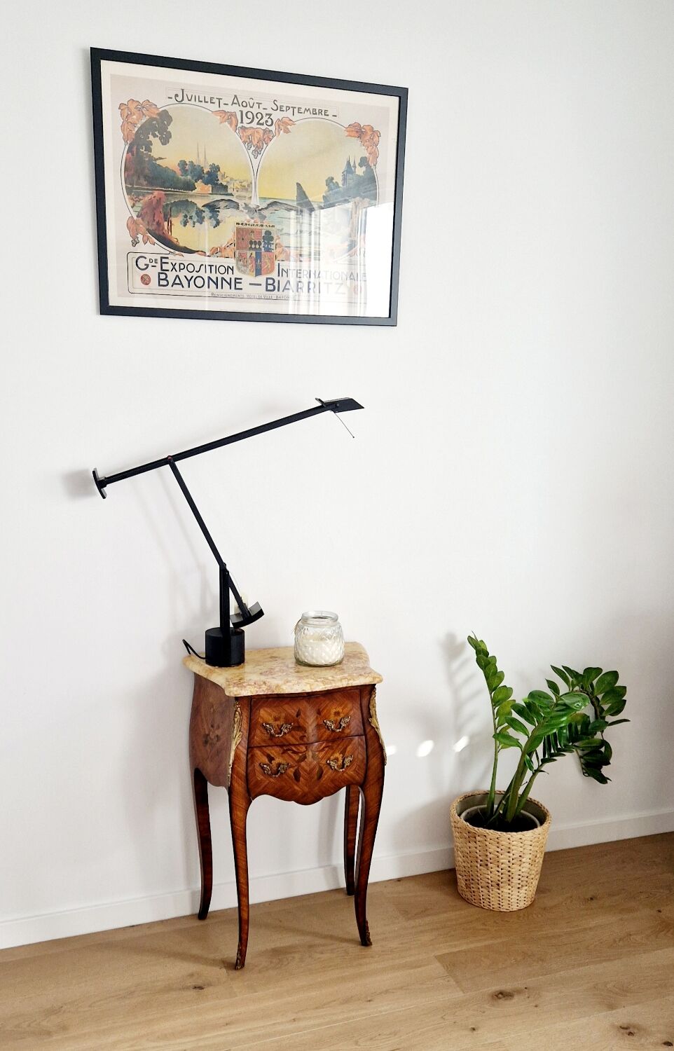 Chest of drawers marquetry Louis XVI style signed Marquant