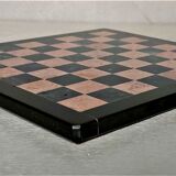 Small chessboard in coral marble and black marble - Italy - Second half of the twentieth century
