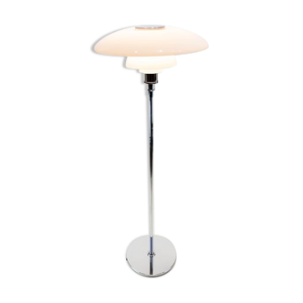 Lampadaire chrome avec abat-jour blanc