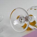 Set of 4 faceted crystal champagne glasses, 1930