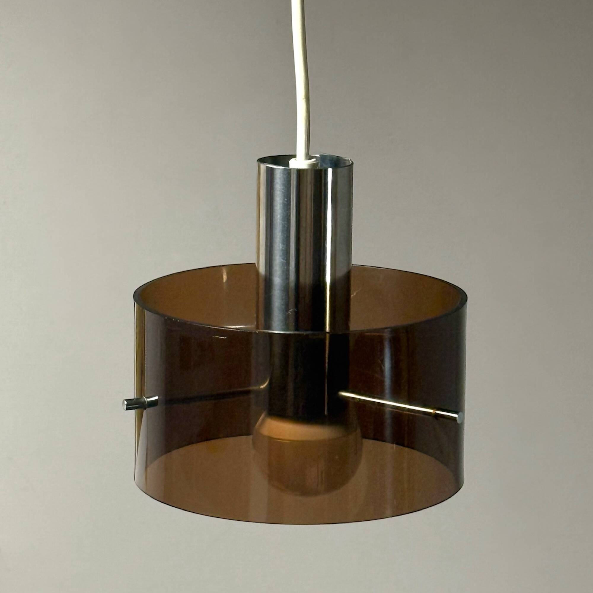 Vintage Italian Acrylic and Chrome Pendant Light, 1970s