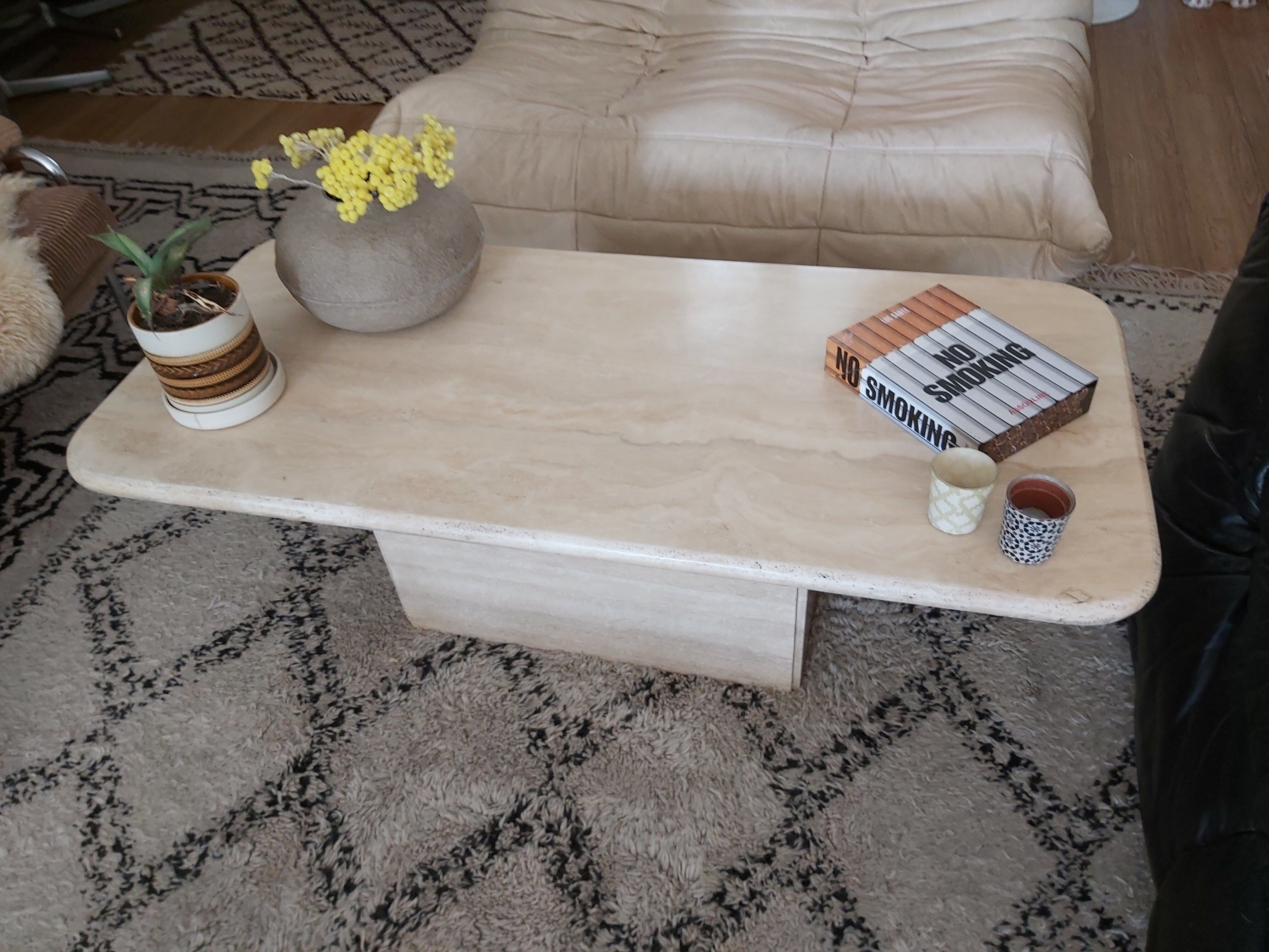 70s travertine coffee table