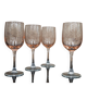 Set of 4 antique pink stemmed glasses Luminarc
