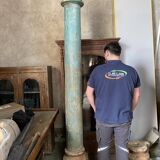 Teak and blue lacquered stone column