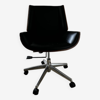 Adjustable office chair in imitation leather Walnut / Black