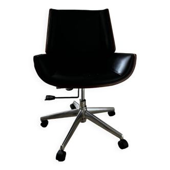 Adjustable office chair in imitation leather Walnut / Black