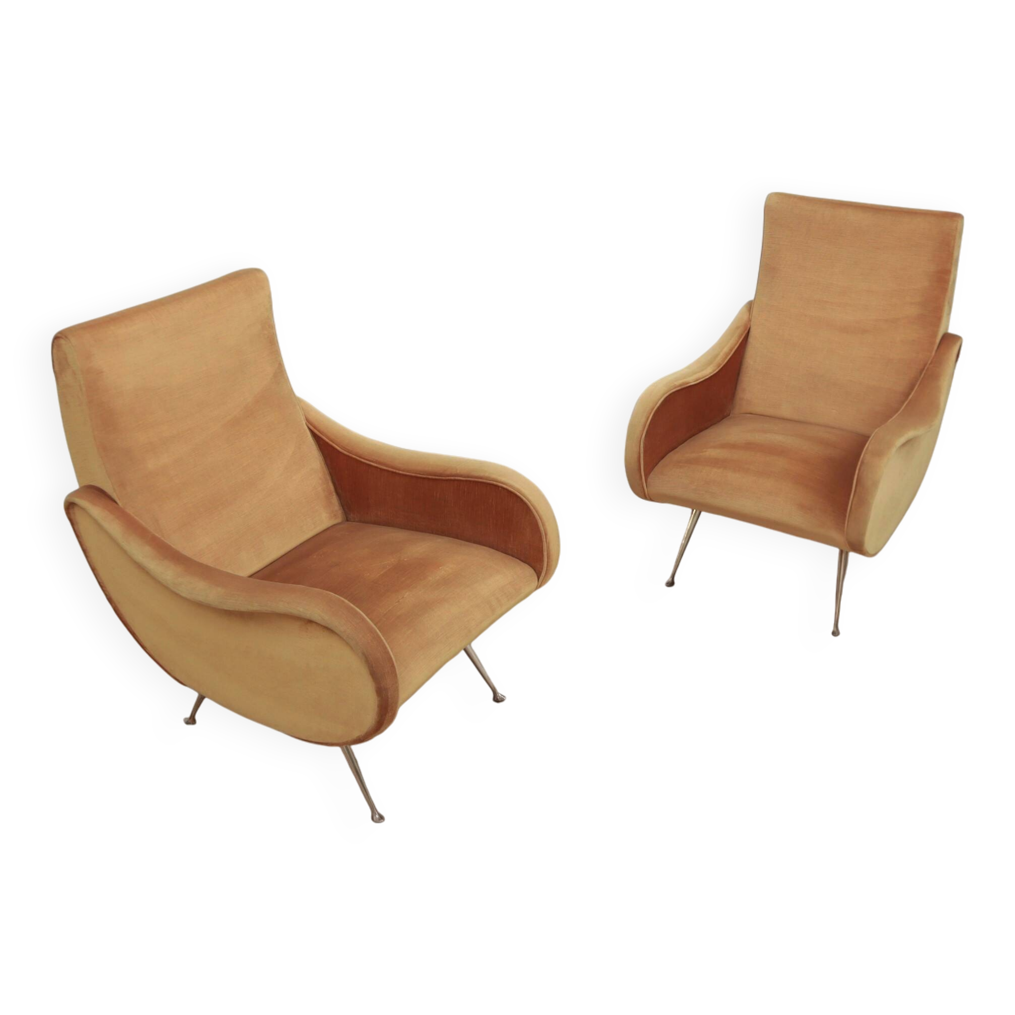 Fauteuils en velours style Lady du milieu du siècle des années 1960