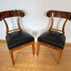 Set of Biedermeier Shovel Chairs in Walnut & Black Leather, Austria, 1820s