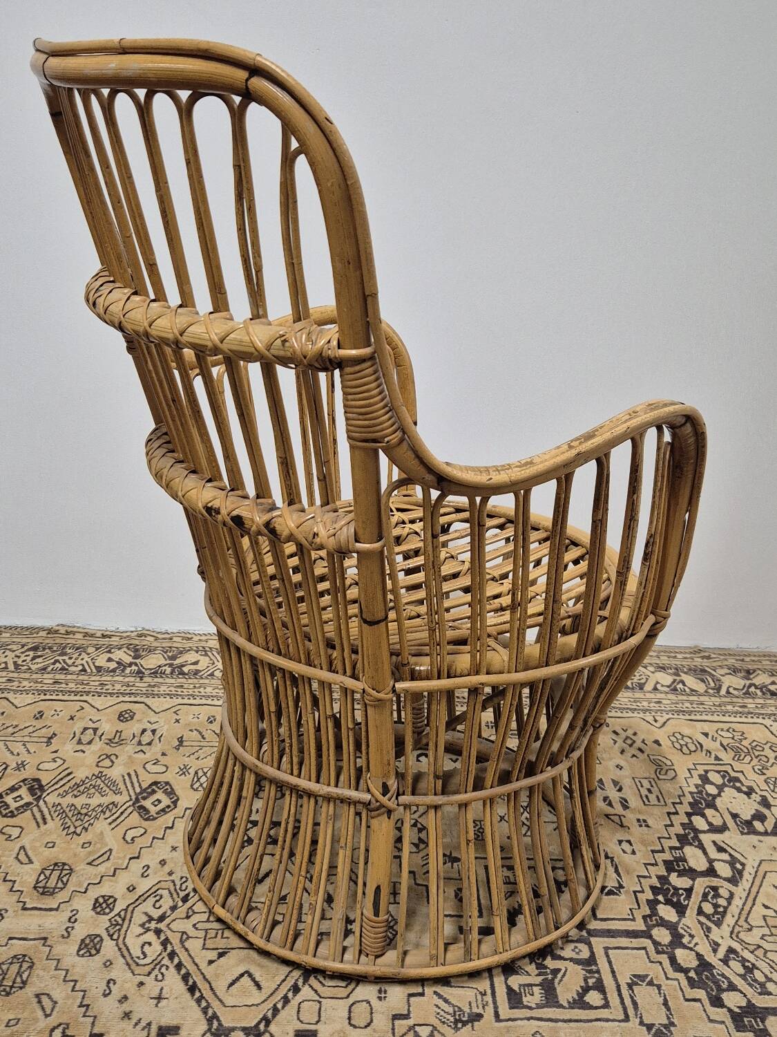 Fauteuil en Rotin Bambou vintage 1950s design -H85cm