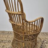 Fauteuil en Rotin Bambou vintage 1950s design -H85cm