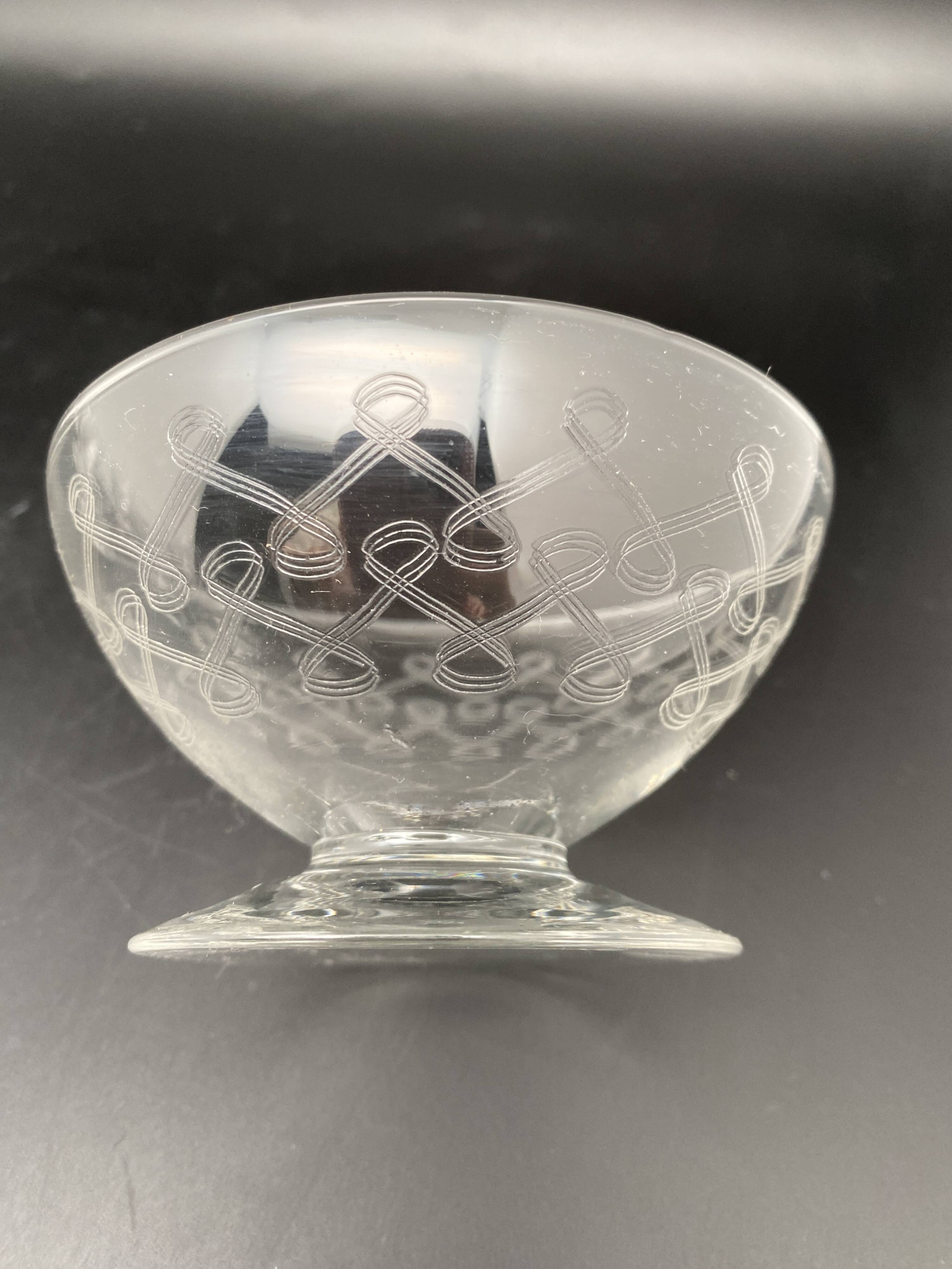 Chiseled crystal champagne glasses