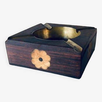 Brass wooden ashtray
