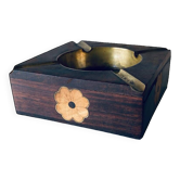 Brass wooden ashtray