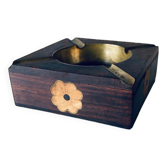 Brass wooden ashtray