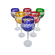 Six vintage coloured cut crystal wine glasses
