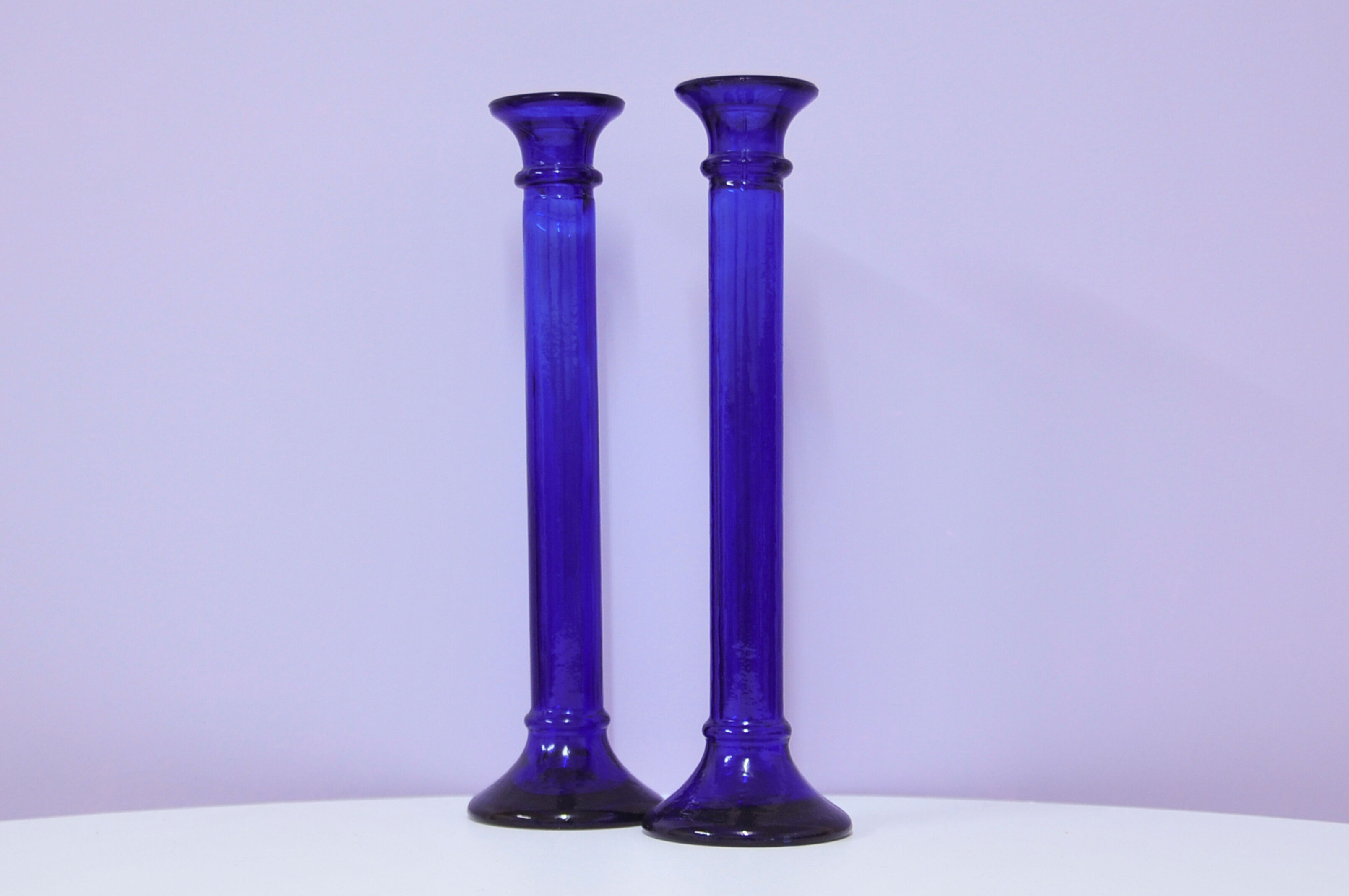 Set of glass candlesticks
