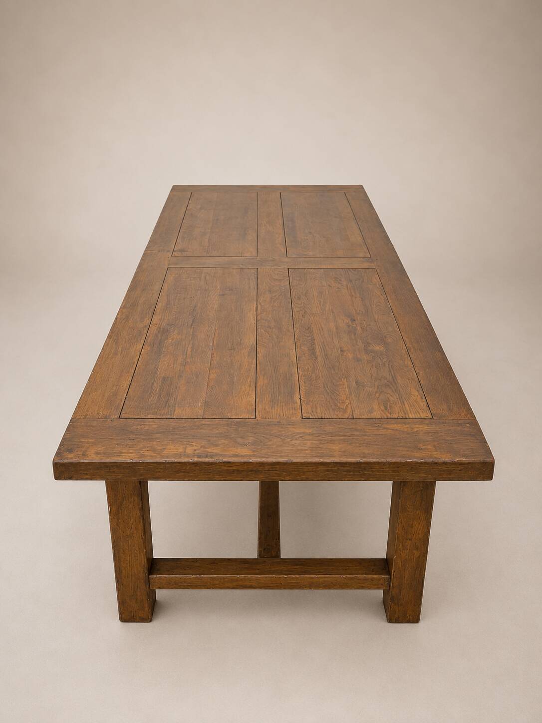Grande table de ferme ancienne en chêne massif – 250 × 105 cm – Tiroir d'or
