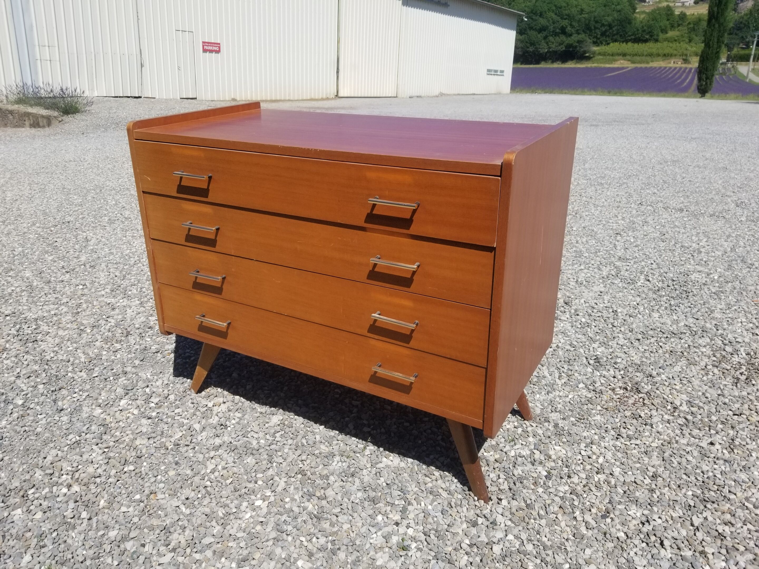 Vintage dresser 4 drawers feet compass - 60s