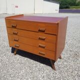 Vintage dresser 4 drawers feet compass - 60s