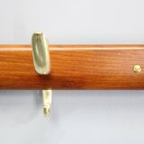 Brass and teak coat hanger by Carl Auböck for Illums Bolighus, Denmark, 1950s
