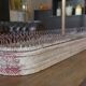 Long zinc and wood planter with a white patina from the early 20th century.