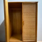 Vintage bamboo and rattan wardrobe, 1970s