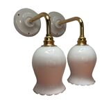 Pair of white opaline wall lights