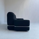 Canapé modulaire italien en lin bleu foncé