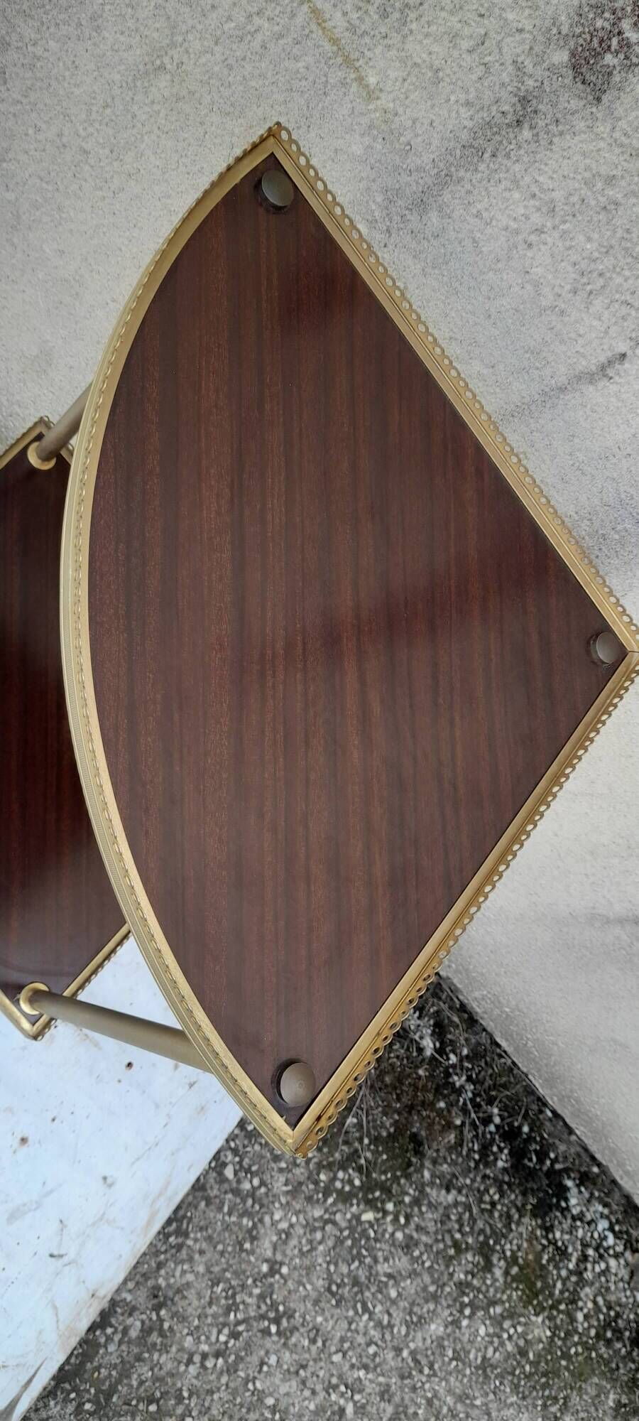 Corner console shelf in gold metal and formica H 69.5 cm 1960s