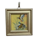 Mid-Century Oil on Panel “ Birds” by Unknown, Vintage & Framed 11 × 11 cm
