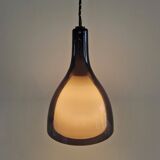 Set of 2 purple and white glass pendant lamps, 1960's / 1970's