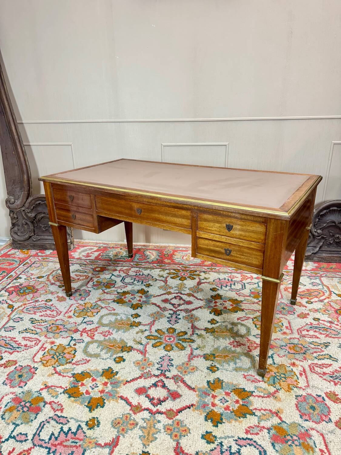 Bureau Plat Double Face En Acajou De Style Louis XVI XIX Eme Siècle