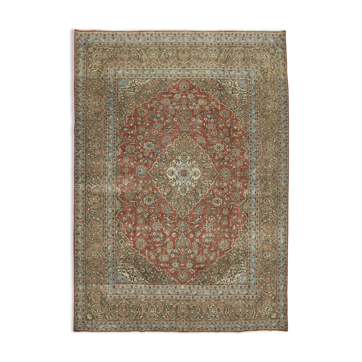 Handwoven oriental vintage 288 cm x 398 cm red wool carpet