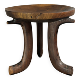 Large midcentury African tribal Jimma or Oromo tripod stool side table 1960
