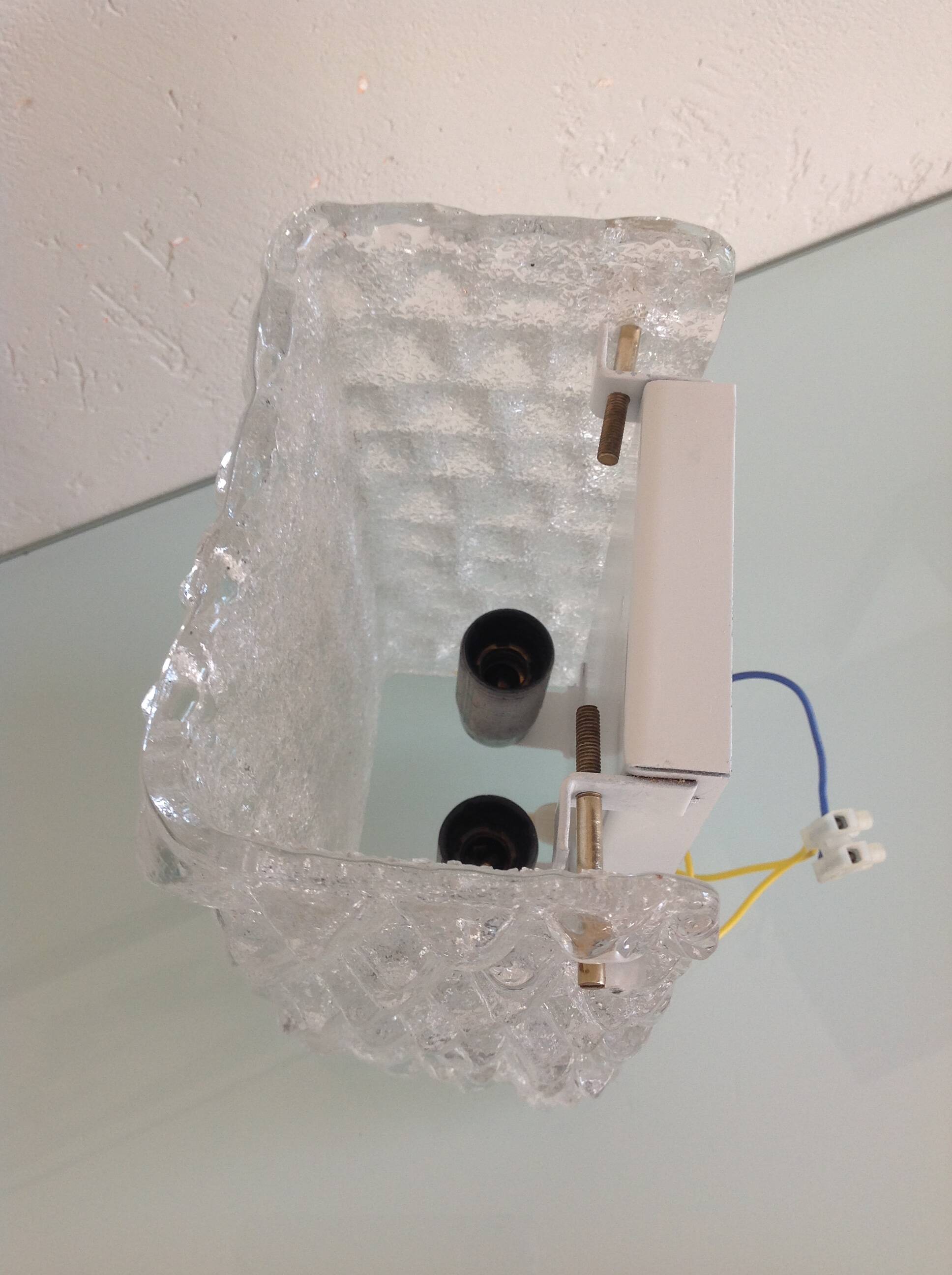 Wall lamp in ice glass and diamond tips / vintage 60s-70s