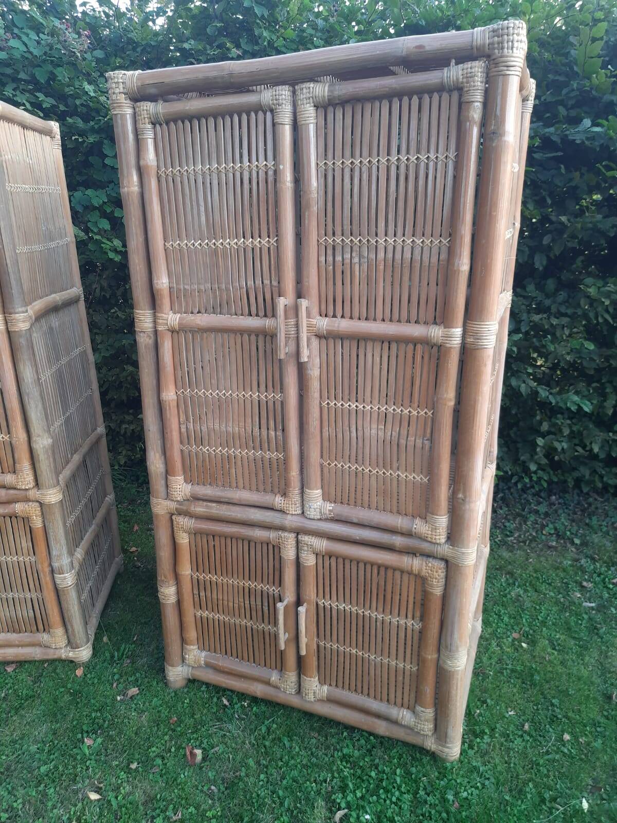 Vintage bamboo and rattan cabinet or storage unit